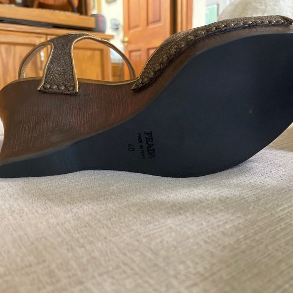 PRADA Damask Pattern Shoes - Dark Wood Wedge - size 40 - Never worn - Picture 6 of 15
